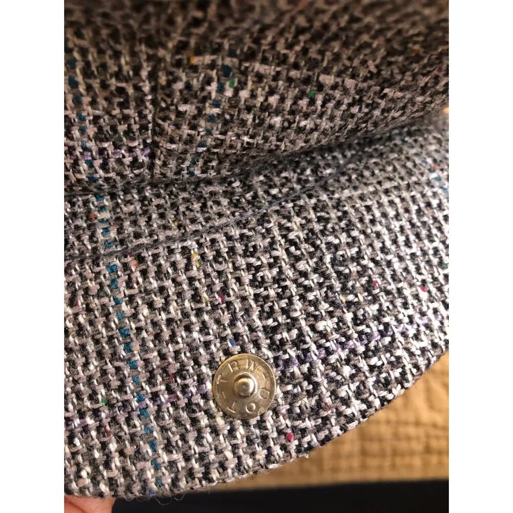 Vtg 80s Stetson Grey Brown Tweed Flat Cap Ivy Driving Cabbie Hat USA Made Sz XL